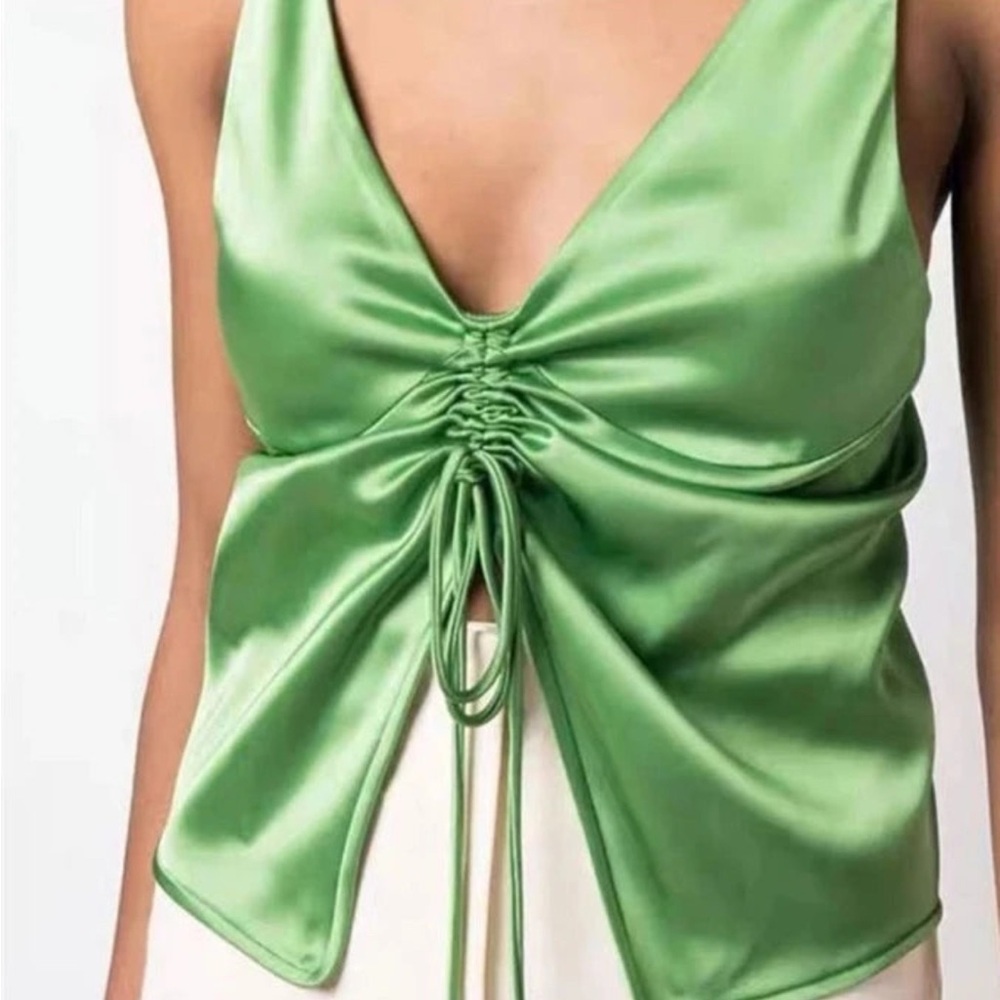 Nanushka Klara Green Satin